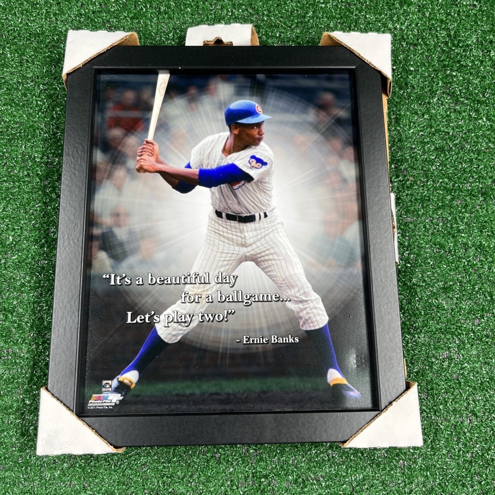 Ernie Banks Let's Play Two! Framed Picture Cooperstown Collection New
